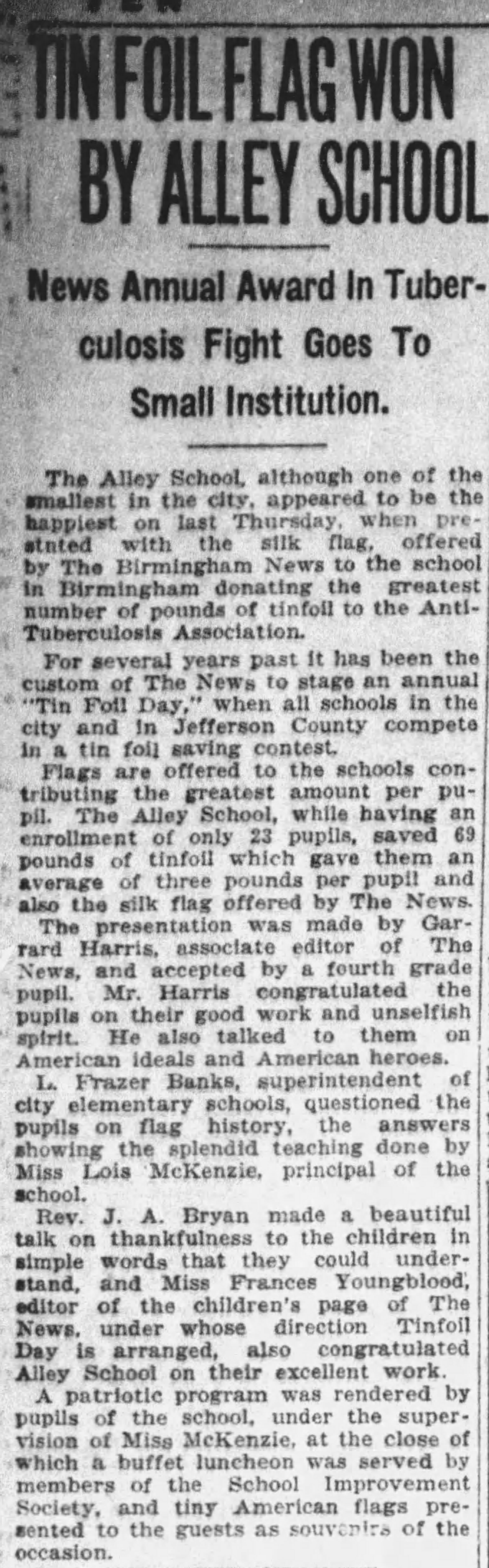 Tin Foil Flag Won By Alley School